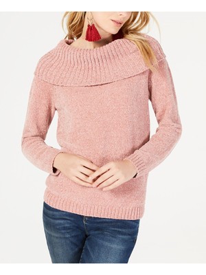 

INC Женский розовый синельный пуловер с украшением и длинными рукавами, свитер с воротником-хомутом