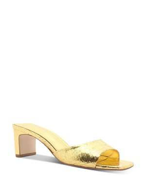 

Женские кожаные шлепанцы с золотистым ремешком и квадратным носком SCHUTZ, Золотой, S2096100020015