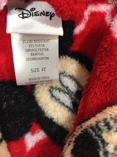 Disney Mickey Mouse Size 4T Boys/Girl Bathrobe self tie patch pockets plush