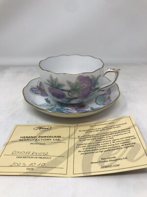 Herend Royal Garden William Catherine Cup & Saucer EVICT2 724-0-00 Shape COA