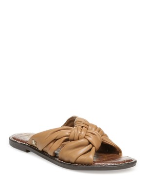 

SAM EDELMAN Женские коричневые кожаные шлепанцы с круглым носком Garson, Коричневый, H6010L3