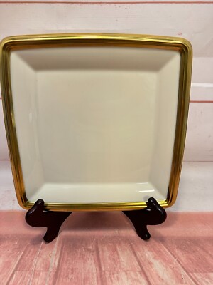 NEW Lenox Eternal Nouveau Dimension Collection 9'' square plate gold trim USA