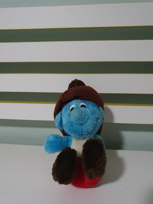 Smurf Plush Doll Toy COWBOY SMURF #4711. 1983 Wallace Berrie Vintage Stuffed