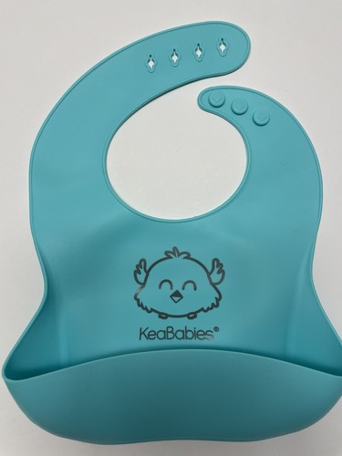 Set Of 2 Silicone Baby Bibs Happy Healthy Parent Stain Protection Blue Green NEW