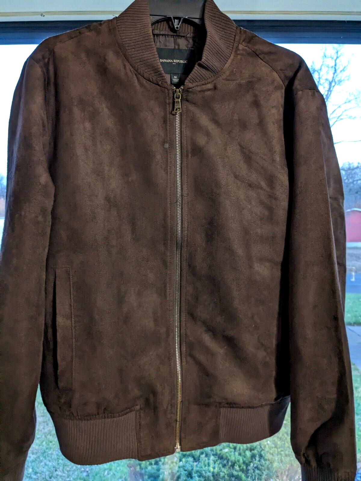 Banana Republic Vegan Suede Bomber Jacket Dark Brown (Medium)