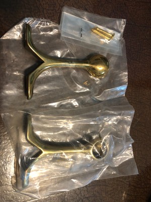 One PAIR NOS Vintage Solid Brass Towel Bar Ends - No Bar