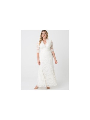 

KIYONNA BRIDAL Женское вечернее платье цвета слоновой кости без рукавов с рукавом до локтя Плюс, Цвет слоновой кости