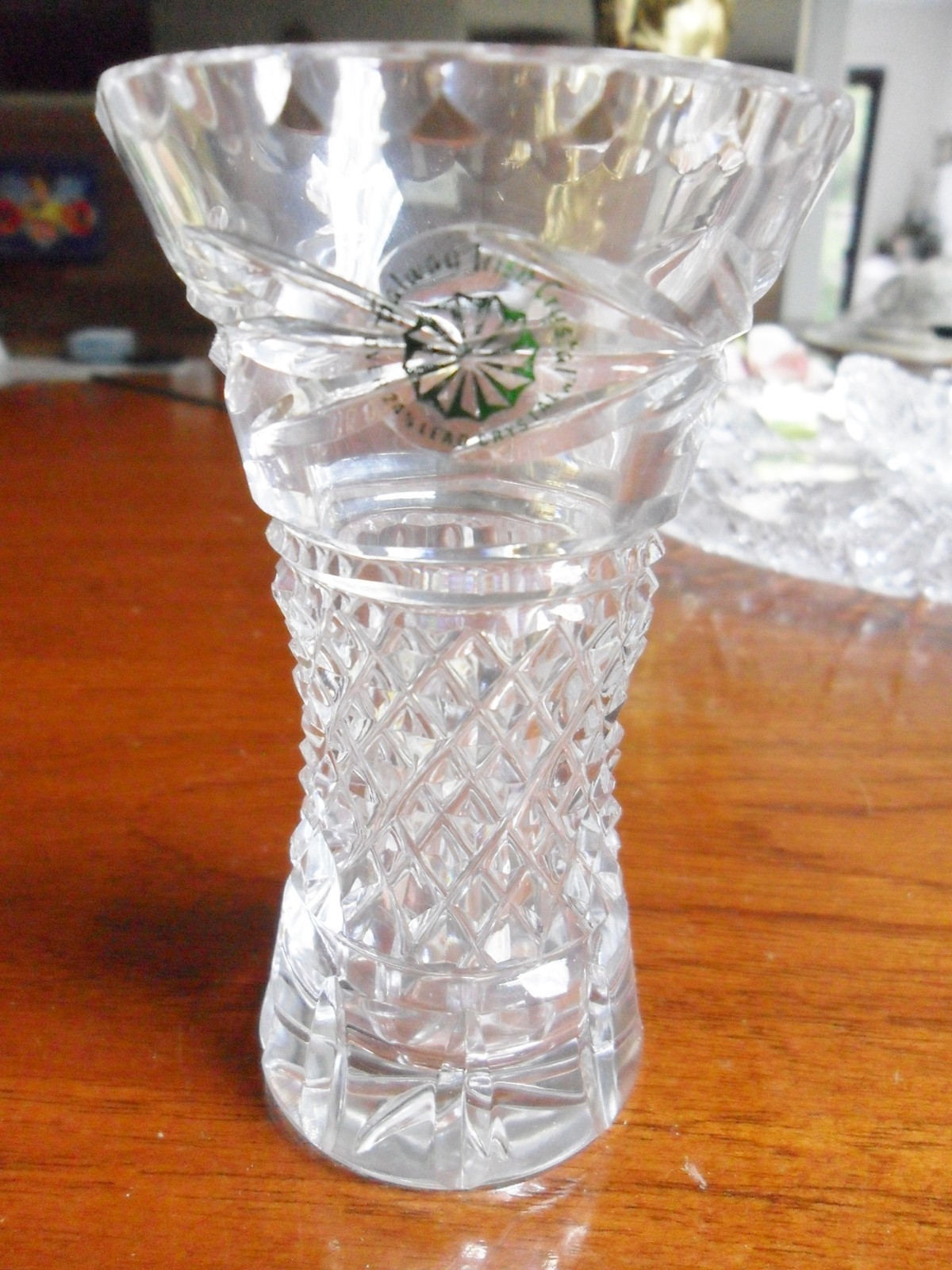 Galway Irish Crystal vase, still with original label 4" tall[a*6] the