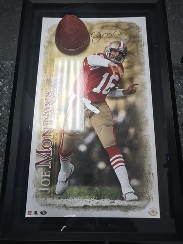 Joe Montana Breaking Through Piece Signed Picture With Coa