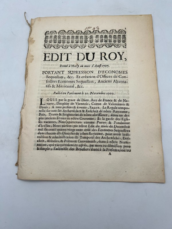Portant Suppression D'Ã©Conomes SÃ©Questres - 1707