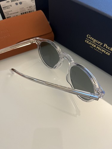 Pre-owned Oliver Peoples Gregory Peck Sun 47mm Crystal/blue Photochromic Msrp$487