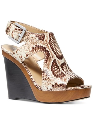 

MICHAEL MICHAEL KORS Женские бежевые сандалии на танкетке 0,5 дюйма с ремешком на пятке, Бежевый, 40F9JPHS1E