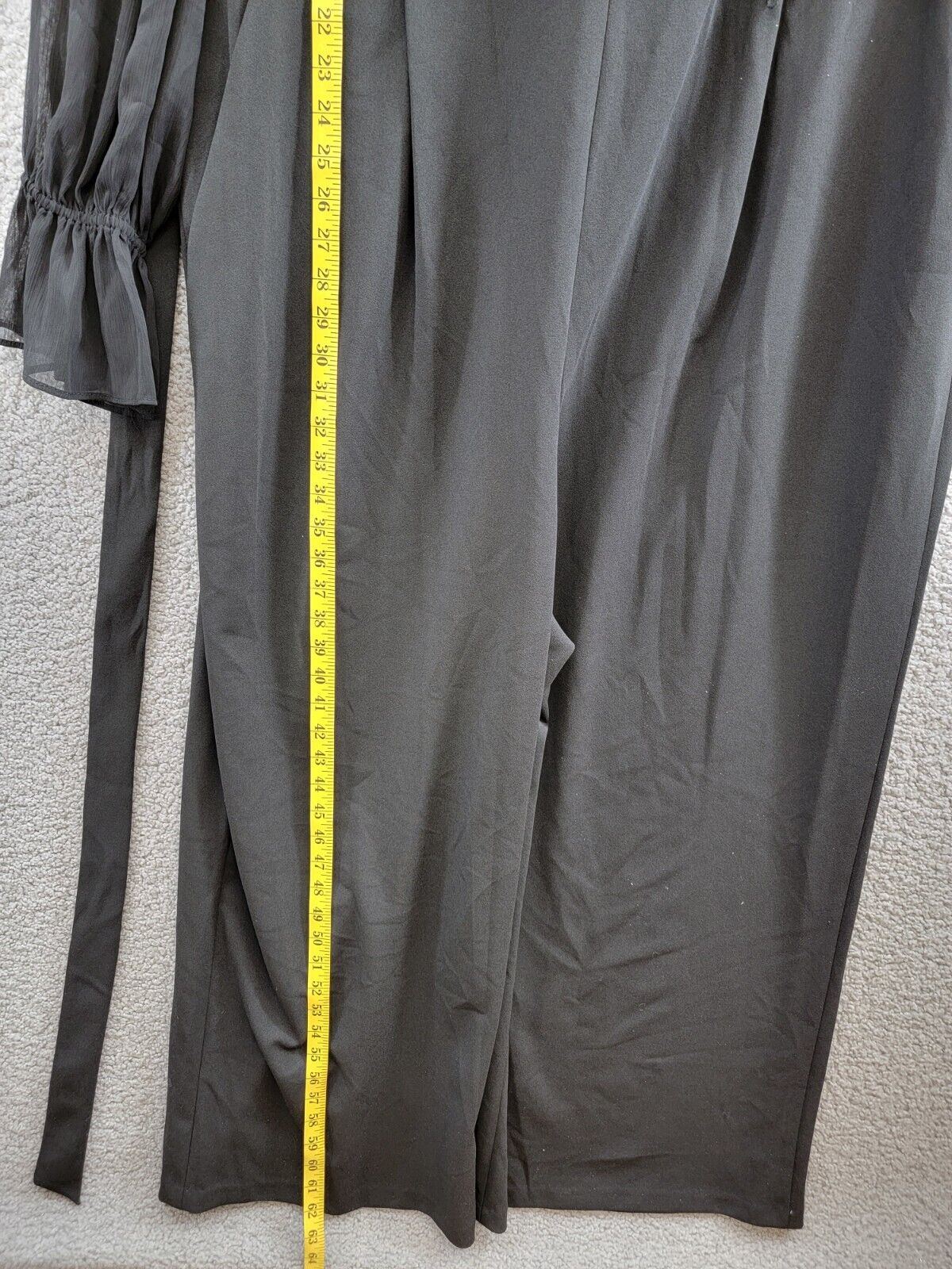 Calvin Klein Plus Size Sheer-Sleeve Wide-Leg Jumpsuit Women's 20W Black Pockets~ - Picture 10 of 19
