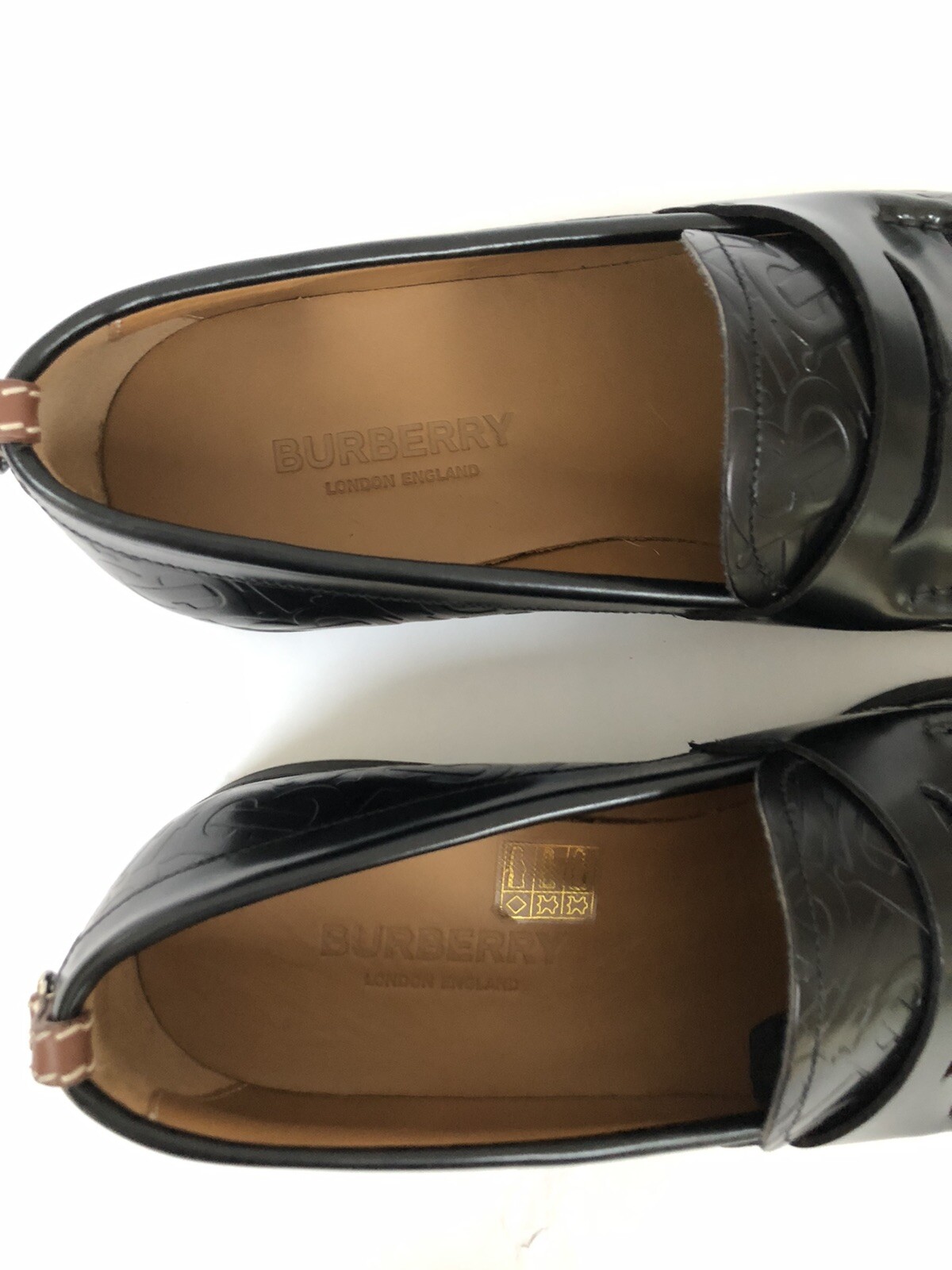 Pre-owned Burberry Mens Emile Penny Loafer Black Embossed Leather Msrp $680 Abfb