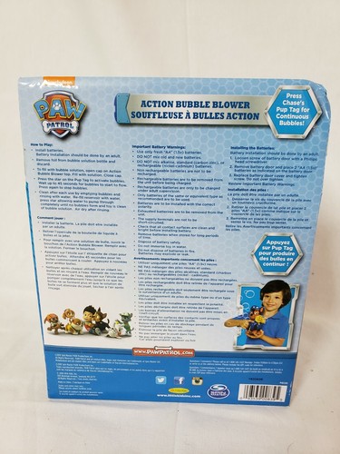 Nickelodeon Little Kids Paw Patrol Action Bubble Blower New