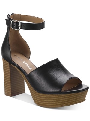 SUN STONE Женское черное платье на платформе и пряжке 1-1/2 размера, босоножки на каблуке 9,5 М