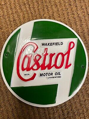 Castrol sign vintage Castrol motor oil Wakefield metal cast logo seconds painted