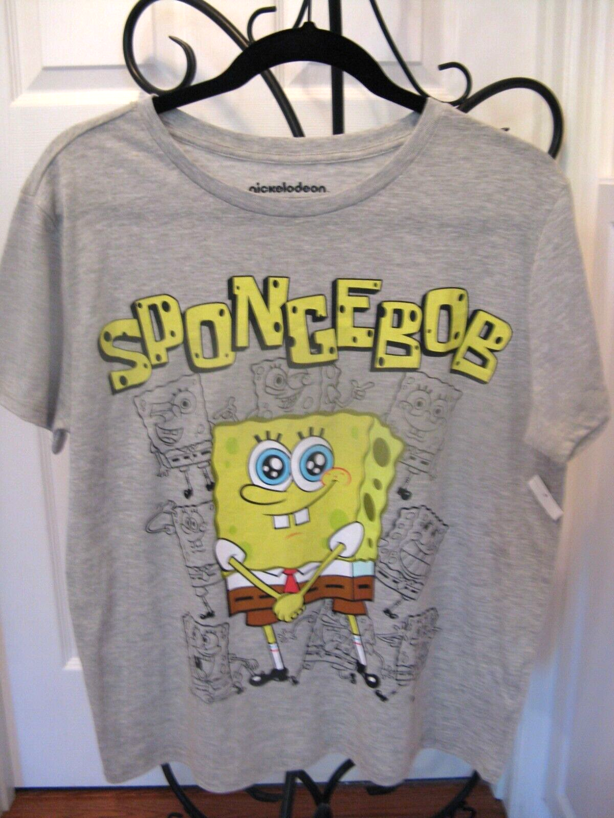 Sponge Bob Nickelodeon XL/XG (15-17) T-Shirt Gray NWT | eBay