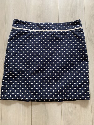 Max Studio Navy White Polka Dots Embroidered Mini Skirt Sz 4