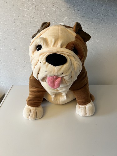 Dave & Busters Brown and White Bulldog Plush Dog Stuffed Animal Large Jumbo 18”