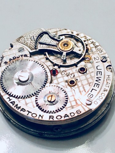 Antique Hampton Roads 549 21j Cachat Swiss Pocket Watch Movement Steampunk Partd