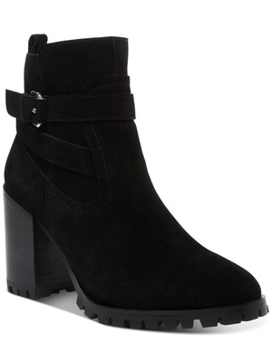 

STEVEN Женские черные кожаные ботильоны Isra на платформе 3/4 дюйма с круглым носком на блочном каблуке, размер 5 м, Черный, ISRA01D1