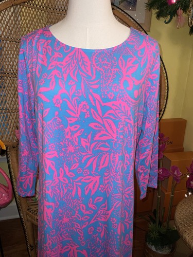 Pre-owned Lilly Pulitzer Morgann Maxi Aura Pink Leaf An Impression Size Xl In Multicolor