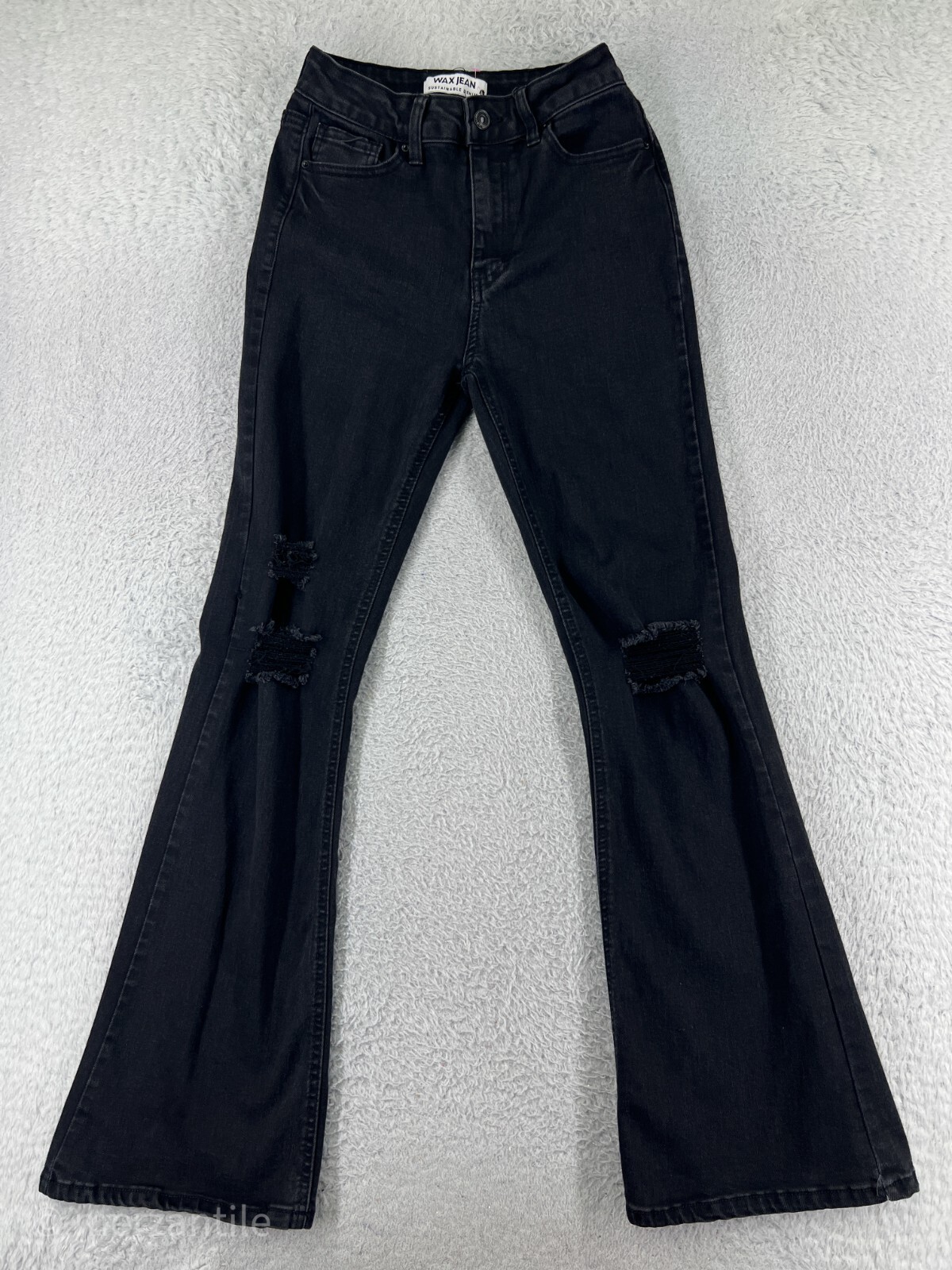 パンツ wax black boots cut flare denim opium bolan似 Boots cut flare waxed denim opium - メルカリ