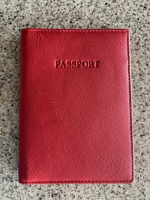 Visconti Leather Passport Cover Holder Sleeve & Card Holder Red NEW