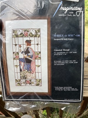Imaginating Cross Stitch Kit WHILE YE MAY 136 by Kathi Wagner stained glass NEW