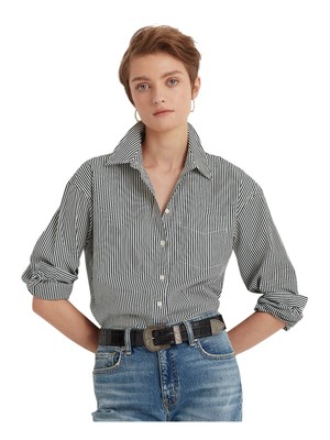 

LAUREN RALPH LAUREN Женский зеленый топ с длинным рукавом и манжетами на пуговицах, рубашка