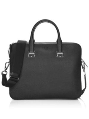

Мужское черное кожаное отделение для ноутбука DUNHILL Cadogan с текстурированным двойным ремешком, Черный, DU18F3415CA001R