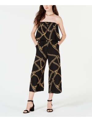 Женский укороченный комбинезон в крестьянском стиле BEBOP с черными цепочками на плечах Размер: XXS