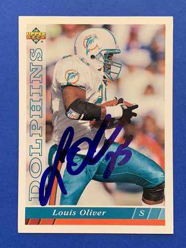 LOUIS OLIVER Signed 1993 UD #496 Miami Dolphins Florida Gators HOF
