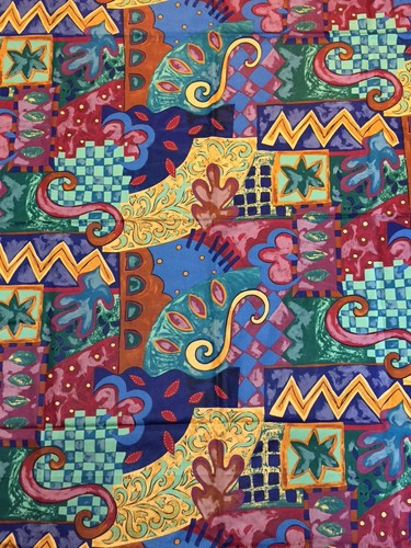 VTG 1990s DI Lewis Studio's Anju Woodridge Artsy Colorful Fabric Remnant 1 7/8 Y