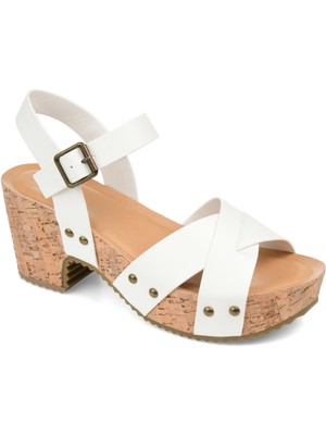 

JOURNEE COLLECTION Женские белые сандалии Valentina на платформе 1-1/2 дюйма с ремешком на пятке, 7 м, Белый, VALENTINA-SANDAL