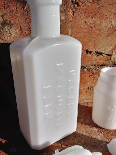 vintage antique old bottle  collection miniature small lot 13 milk glass