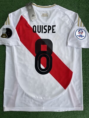 NEW ADIDAS 2024 FPF Peru Soccer Home Jersey Piero Quispe Medium