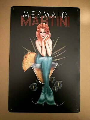 Targa martini cocktail stampa metallo vintage retrò pub bar poster arredo