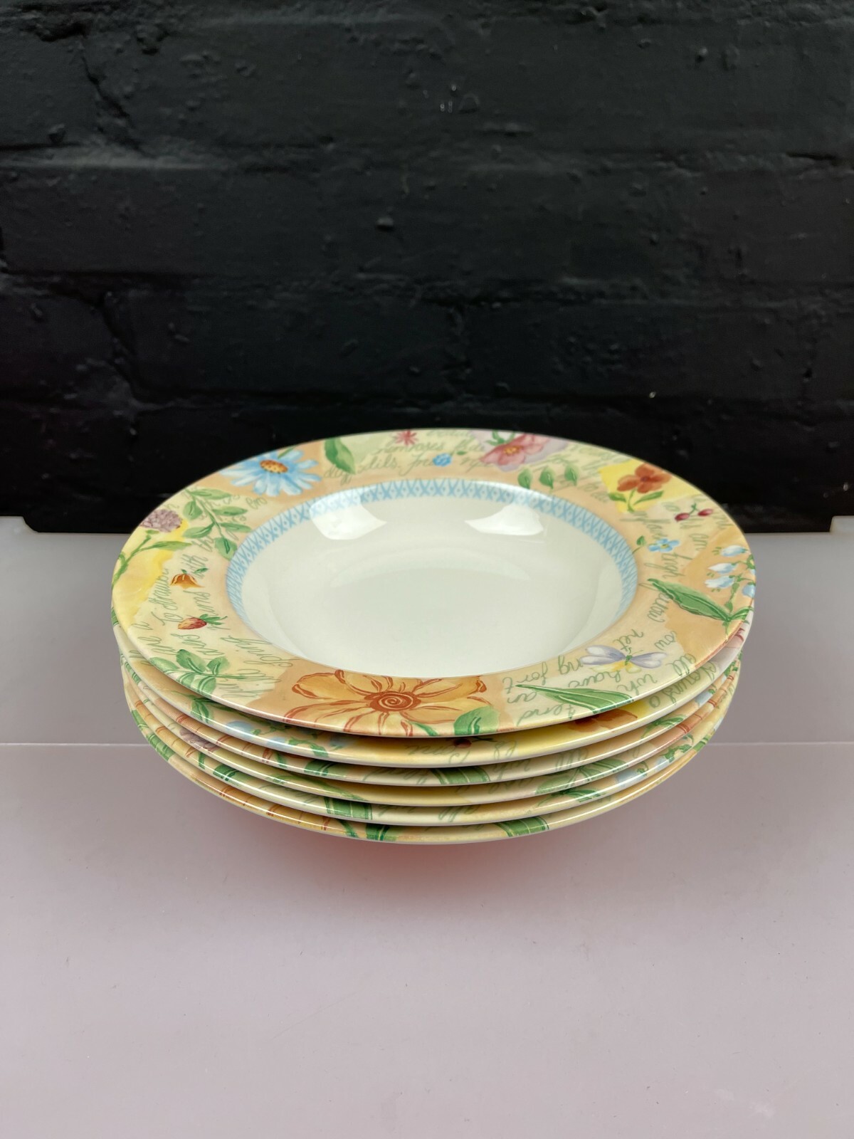 6 x Royal Stafford Boots Country Cottage Rimmed Soup Pasta Bowls 9.75" Wide Set