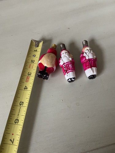 VINTAGE CHRISTMAS LIGHT BULBS MILK GLASS FIGURAL SANTA CLAUS LOT OF 3