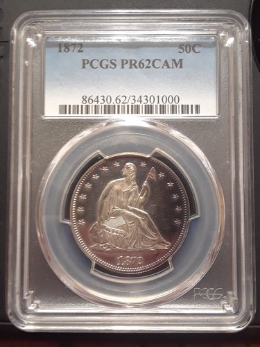 1872 50C Seated Liberty Half Dollar Proof PR62CAM PCGS Toned