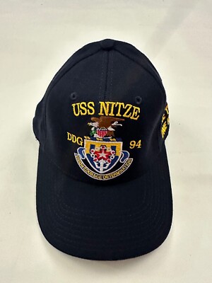 New The Corps USS Nitze DDG 94 Logo Blue Fitted Baseball Cap Hat Size L/XL