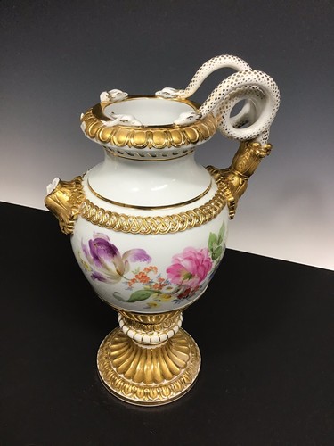Meissen Porcelain Vase With Snake Handle