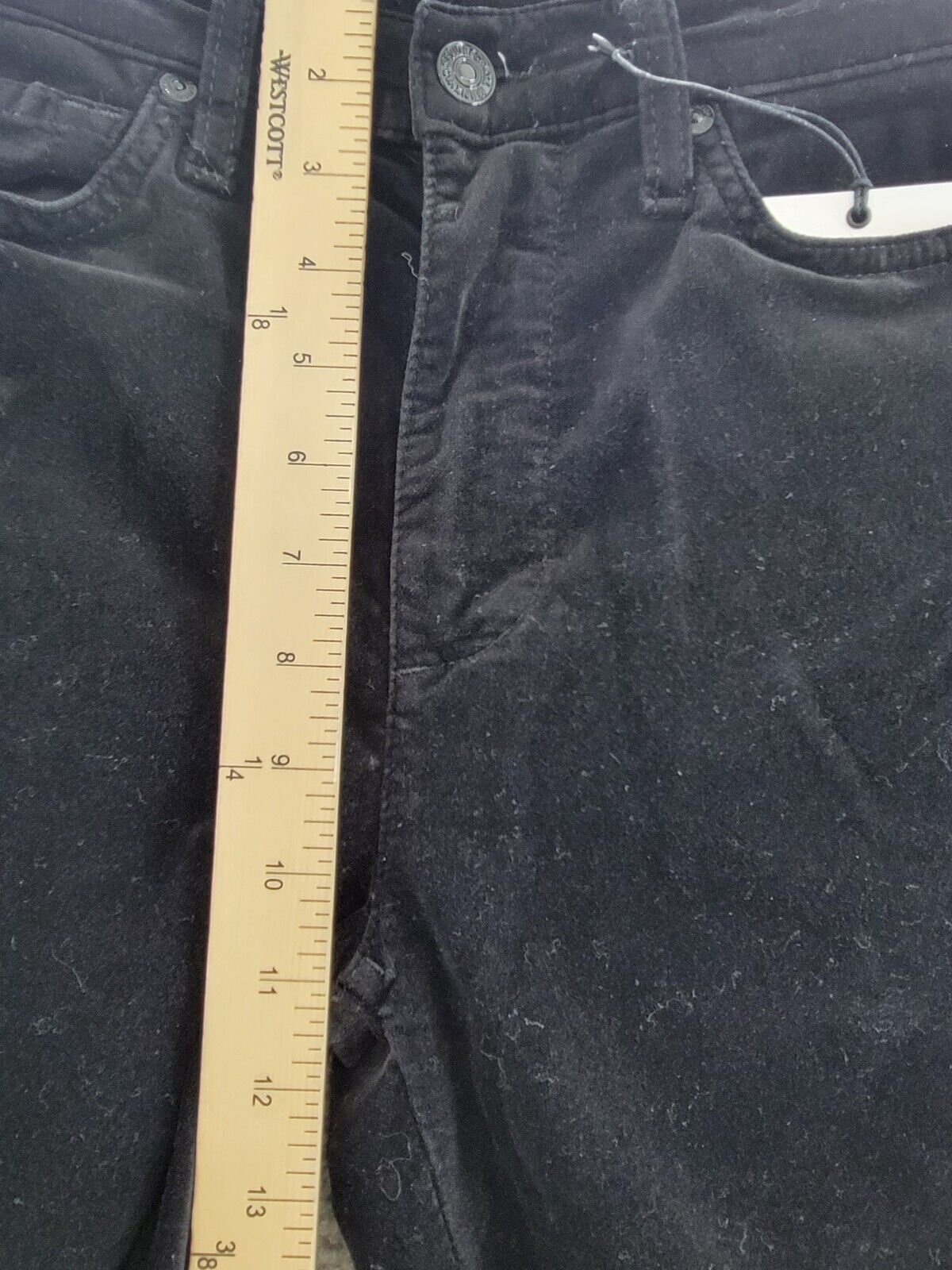 7 For All Mankind Velvet High Rise Skinny Jeans Women's 24 Black Zip/Button~ - Picture 8 of 19