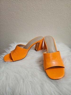 SIZE 10 THE DROP Orange Block Heel Sandals INVPV2236