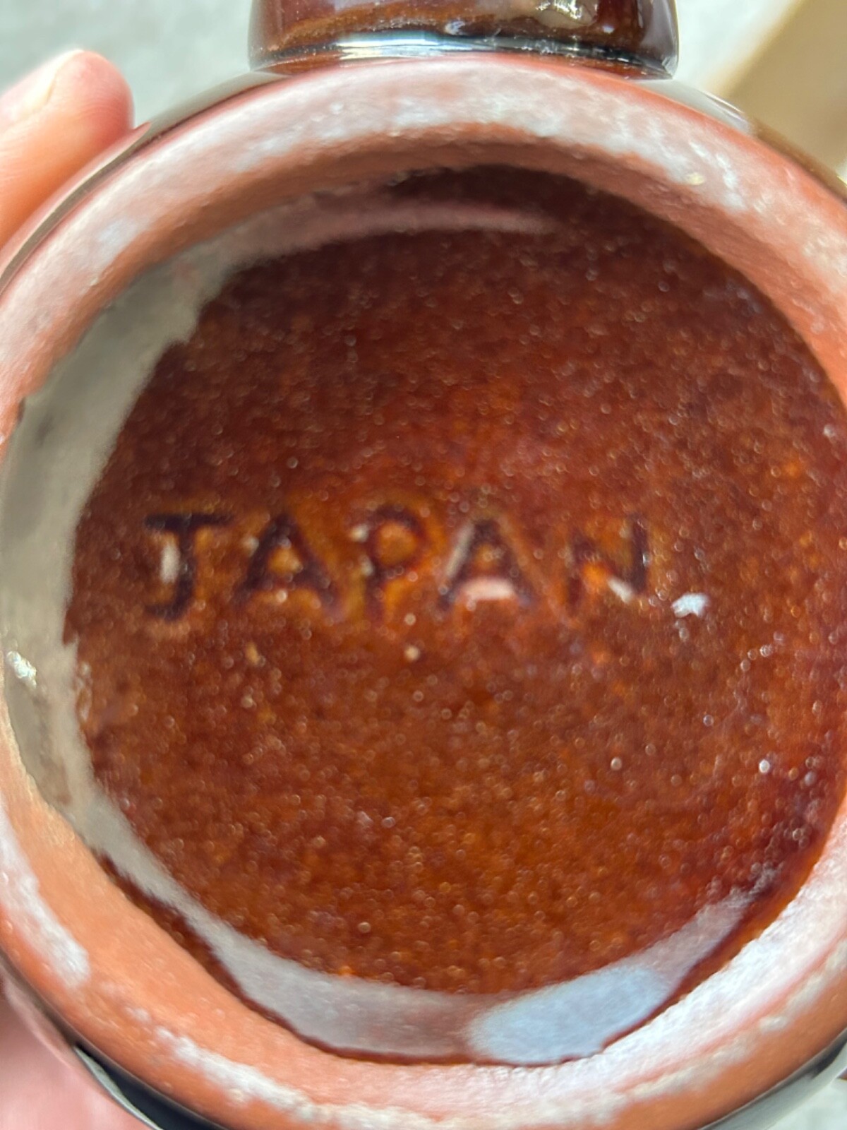 Vintage Brown Betty Redware Teapot Japan Moriage Enamel Hand Painted SMALL 2Cup