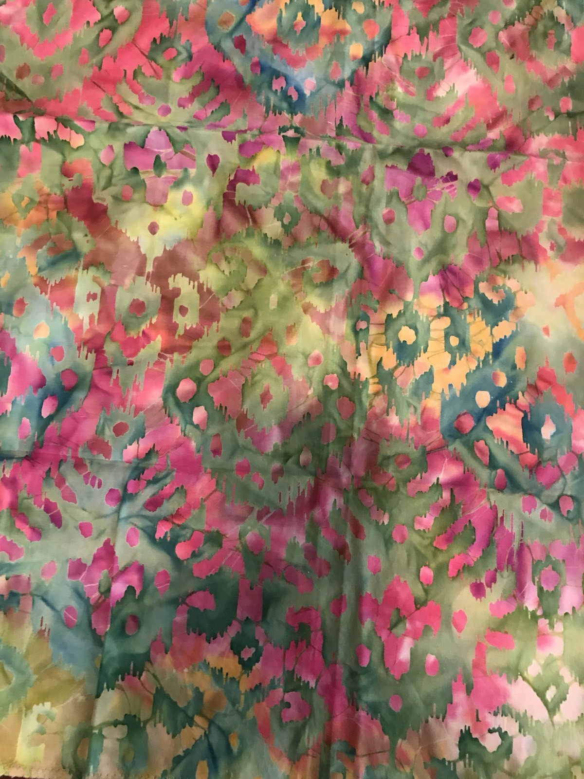 2 Co-ordinating Impressionistic BATIK Prints, By Dogwood, pinks, greens,yellows