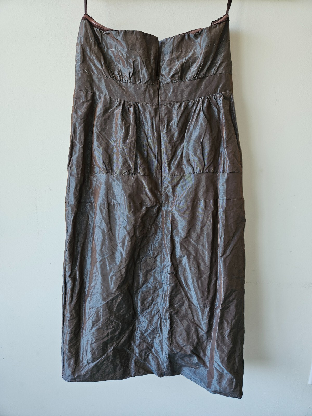 NICOLE MILLER Collection Metallic Crinkled Strapless Dress Size 2