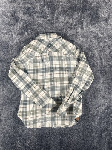 Kuhl  Soft Flannel Plaid Button Down Shirt Size Small Long Sleeve Gray